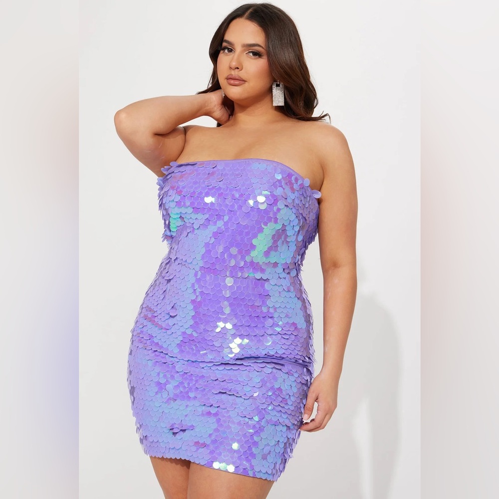 Fashion Nova Iridescent Purple Sequin Dress